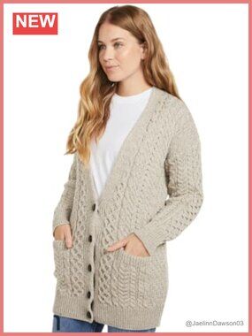 100% Supersoft Merino Wool Boyfriend Cardigan Long Sleeve V-Neck Button